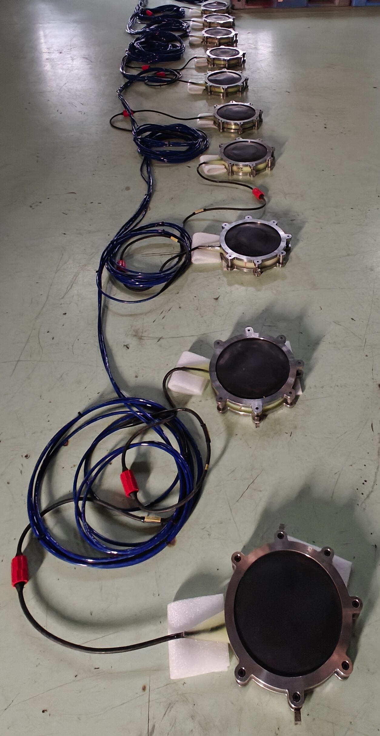 Acoustic transducer string, before deployment