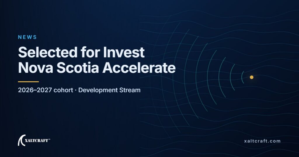 Xaltcraft selected for Invest Nova Scotia Accelerate, 2026 to 2027 cohort, Development Stream