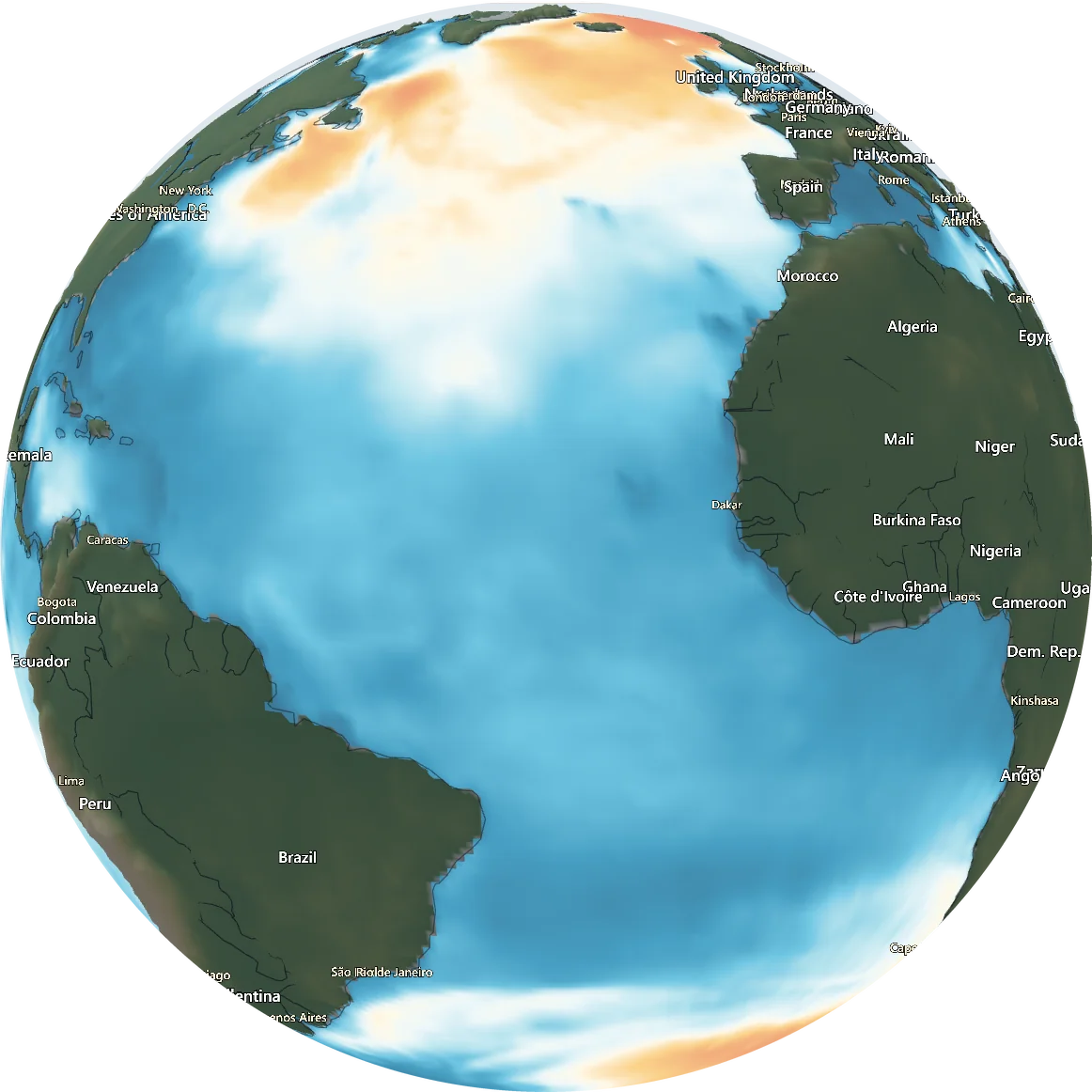 Wave layer on the Nereus globe